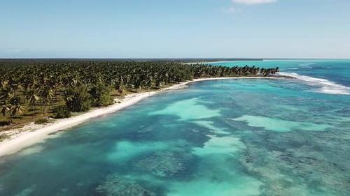Aerial View of Tropical Beach and Turquoise Ocean
