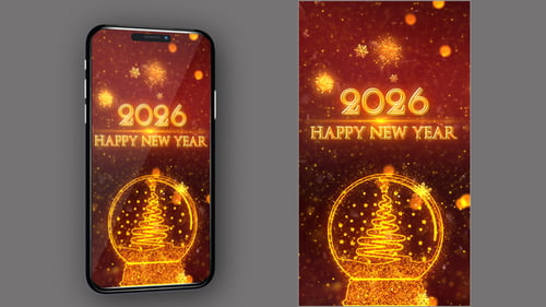 Glowing Christmas Tree Snow Globe New Year Celebration Animation