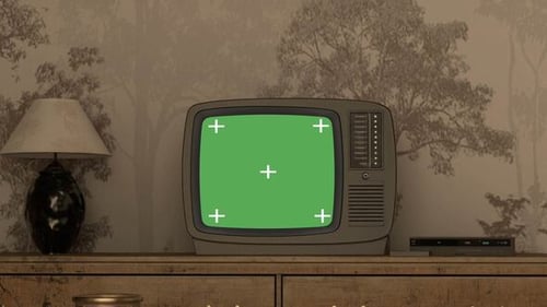 Classic Television Mockup with Trackable Green Screen
