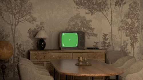Retro Television Greenscreen Mockup with Tracking Markers
