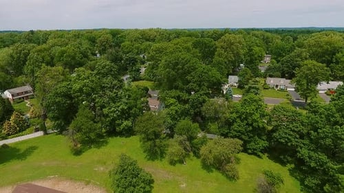 Aerial View Establishing Shot of American Neighborhood Suburb
