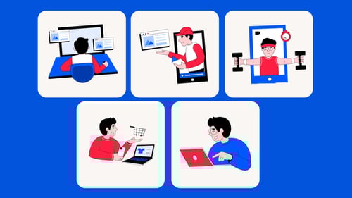 Animated Flat Design Illustrations for Online Activities