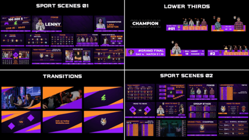 Paquete de transmisión de CyberSport para videojuegos de eSports para Premiere Pro