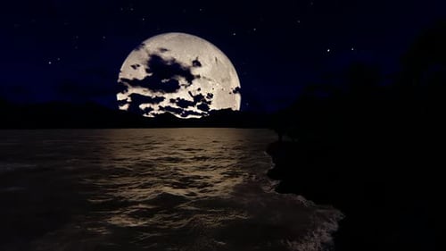 Panorama of the full moon at night