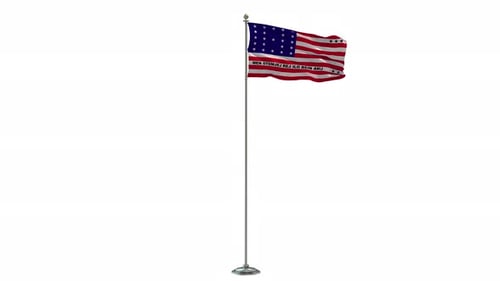 Realistic 3D Flag Waving on Tall Flagpole