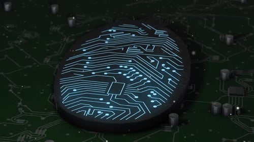 Electronic Circuit Board With Artificial Intelligence Fingerprint In Printed Circuit Board 4K