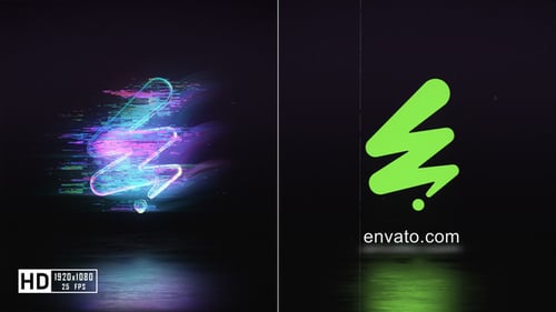 Vibrant Neon Glitch Logo Reveal with Digital Distortion