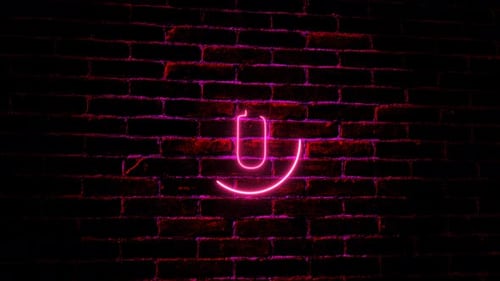 Introducción animada a la letra U con luz de neón rosa