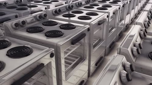 Endless Row of Animated 3D Stoves Loop Background