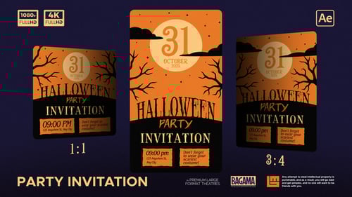 Animated Halloween Party Invitation Card