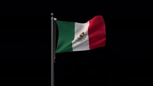 Realistic 3D Animation of Waving Mexico Flag