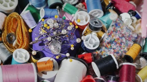 Assorted Sewing Notions and Supplies Close Up