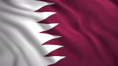 Realistic Waving Flag of Qatar, National Symbol Loop
