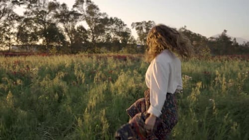 Celebrating happiness in a blooming field