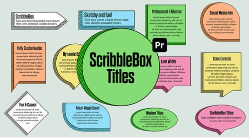 Hand Drawn Scribble Text Box Titles for Premiere Pro | Doodle MOGRT Pack