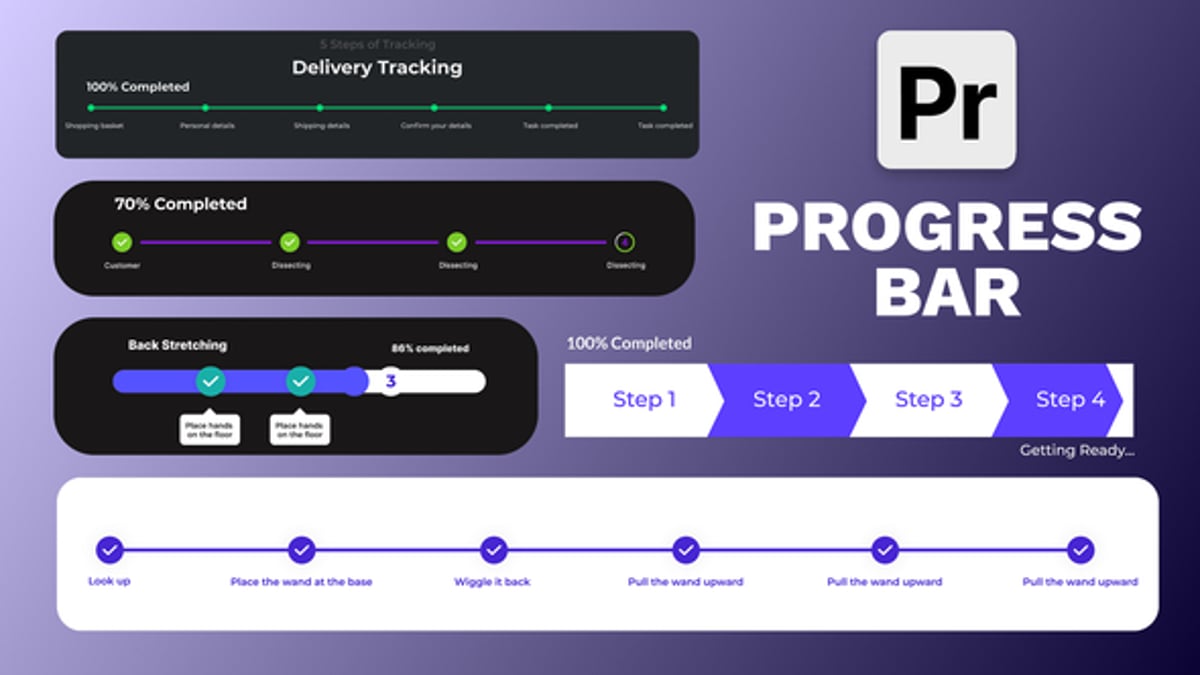 Clean Multi-Step Progress Bar Template, Infographics ft. bullet points ...