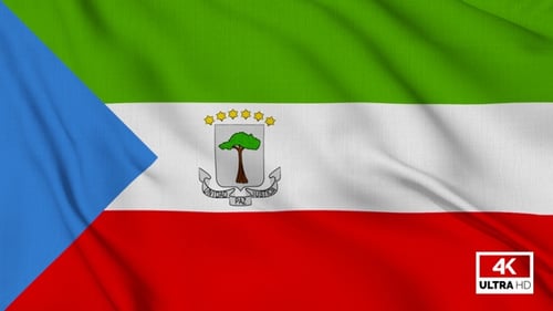 Waving National Flag of Equatorial Guinea Seamless Loop