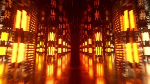 A Long Futuristic Corridor with a Technological Interior