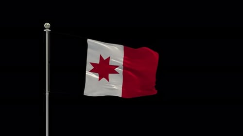 Waving Flag with Red Star Seamless Loop