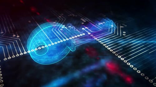 Cyber security key symbol loopable 3d