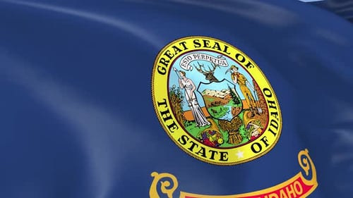 Realistic Waving Flag of Idaho with Great Seal Animation