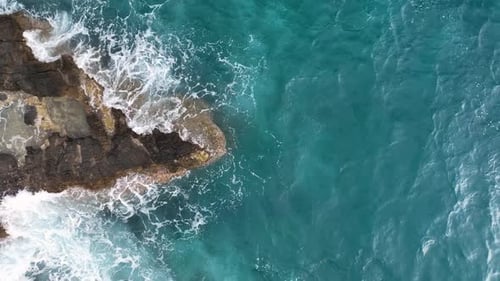 Awesome azure sea rocky texture aerial view 4 K Turkey Alanya