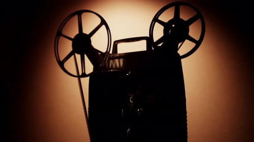 Vintage Film Projector Showing Motion Picture Film