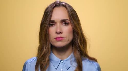 Close Up of Woman Looking Forward in Studio