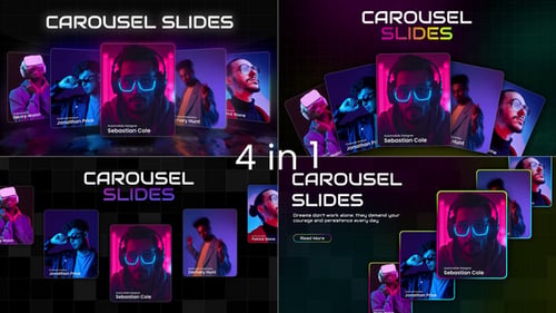 Futuristic Neon Profile Carousel Slides Animation