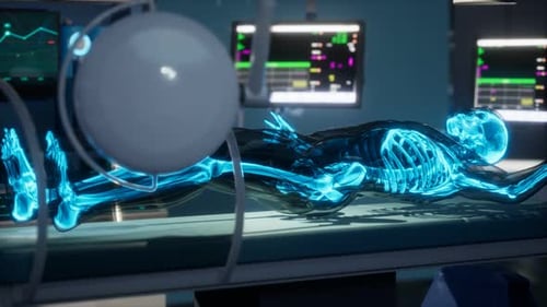 Human Skeleton Bones Scan Exam in Lab