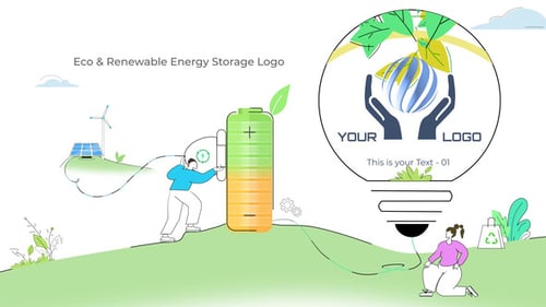 Logotipo de armazenamento de energia ecológica e renovável