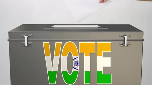 Ballot Box with Flag of India and VOTE Word