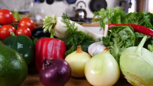Fresh Raw Vegetables on Kitchen Counter