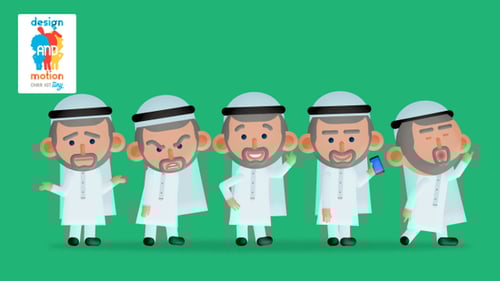 Animated Cartoon Arabic Man Character Actions and Loops