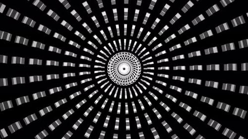 Black and White Hypnotic Geometric Radial Expand Animation
