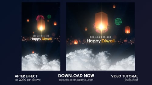 Diwali Festival Celebrations Template with Floating Lanterns