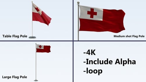 Tonga National Flag Waving Loop with Alpha Channel