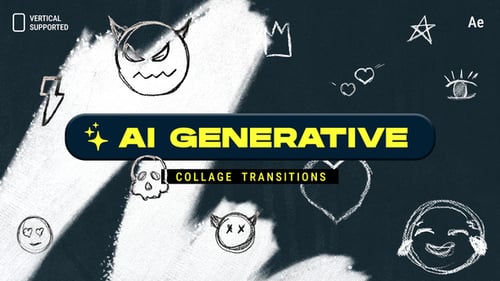 AI Generative Collage Transitions | Vertical | After Effects
