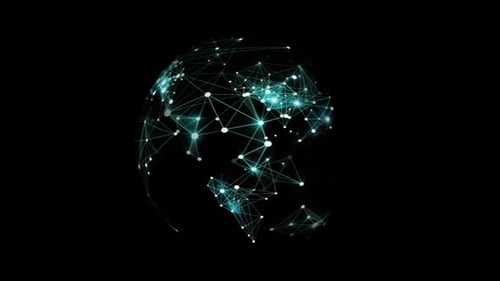 Animated Digital Globe Network with Glowing Connections