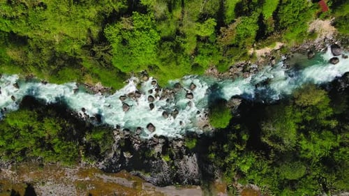 Picturesque Mountain River Flowing Into the Gorge