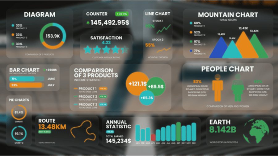 Clean Animated Infographic Widgets and Data Visualization, Infographics ...
