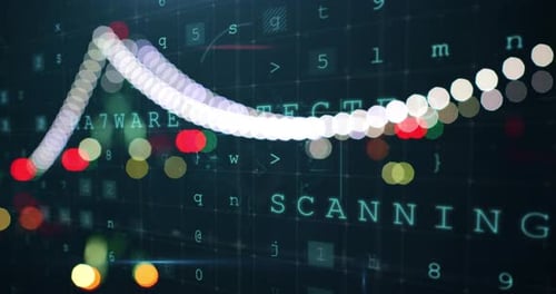 Animated Padlock on Circuit Board with Futuristic Cybersecurity Data