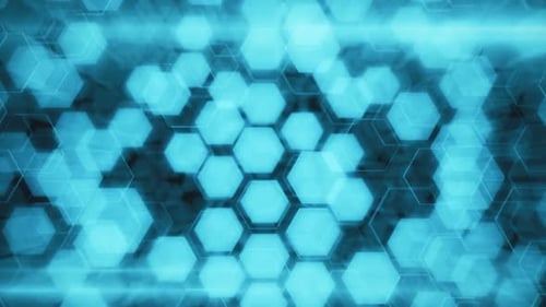 Abstract Technological Background of Glowing Hexagons