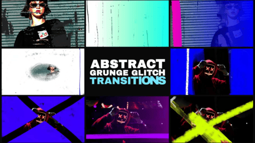 Abstract Grunge Glitch Seamless Transitions for After Effects