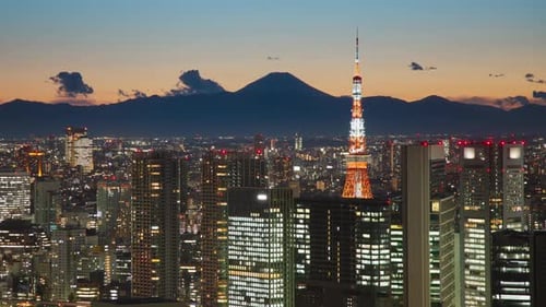Mt Fuji and Tokyo Tower Time Lapse