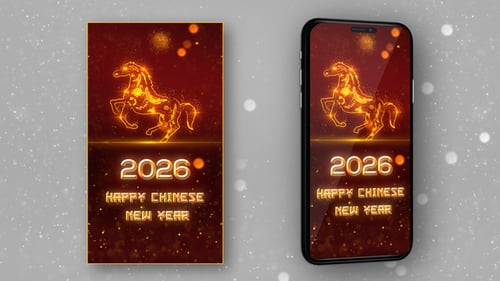 Happy Chinese New Year Festive Horse Reveal Title