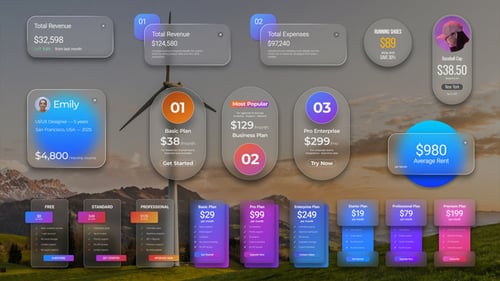 Finance Dashboard Pack — Glass & Solid Versions | MOGRT