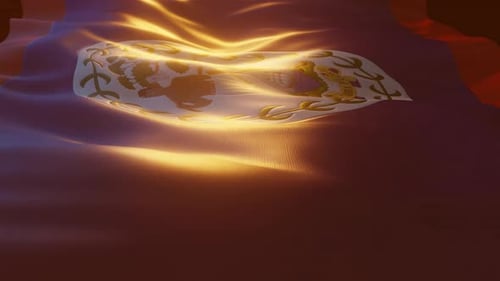 Realistic Belize Flag Waving with Golden Illumination