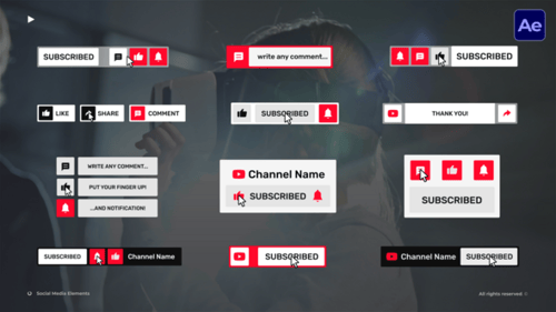 Social Media Lower Thirds and Subscribe Elements Pack