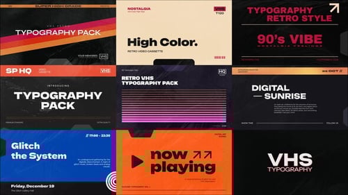 Retro VHS Typography Titles and Text Animation Pack